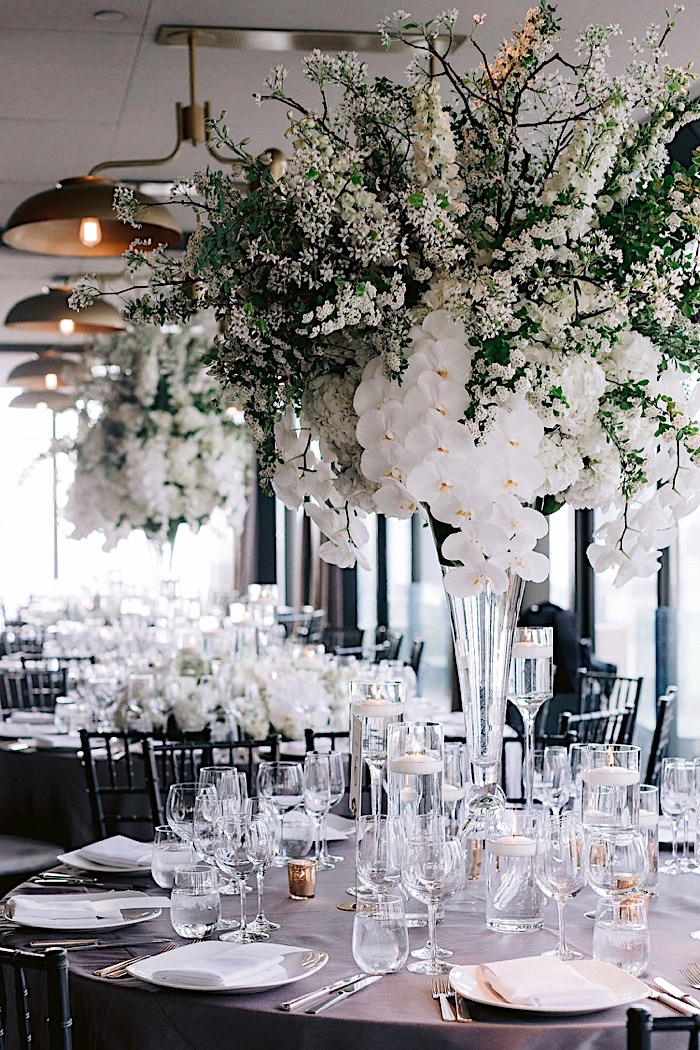 Table settings at the Skylark in New York City, blush design