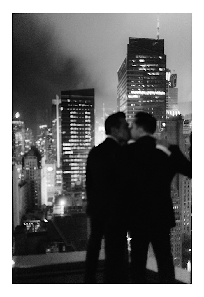 Ron and Mark kissing at the Skylark, NYC