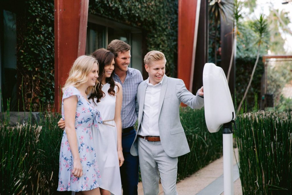 Group at wedding using the photobooth.
