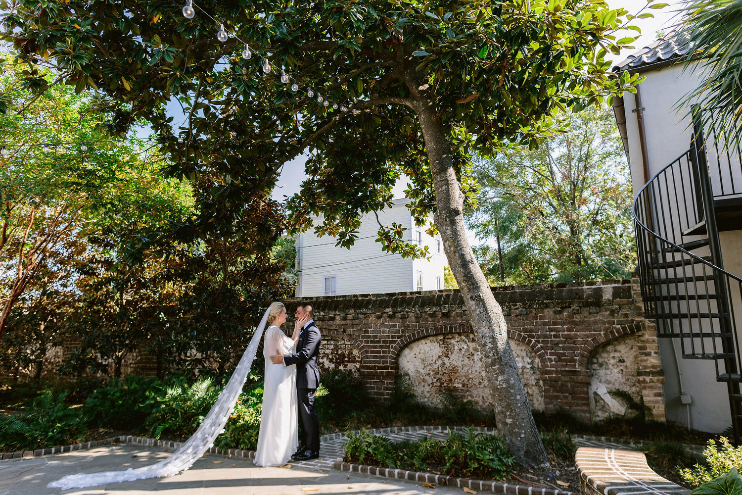 bride and groom first look