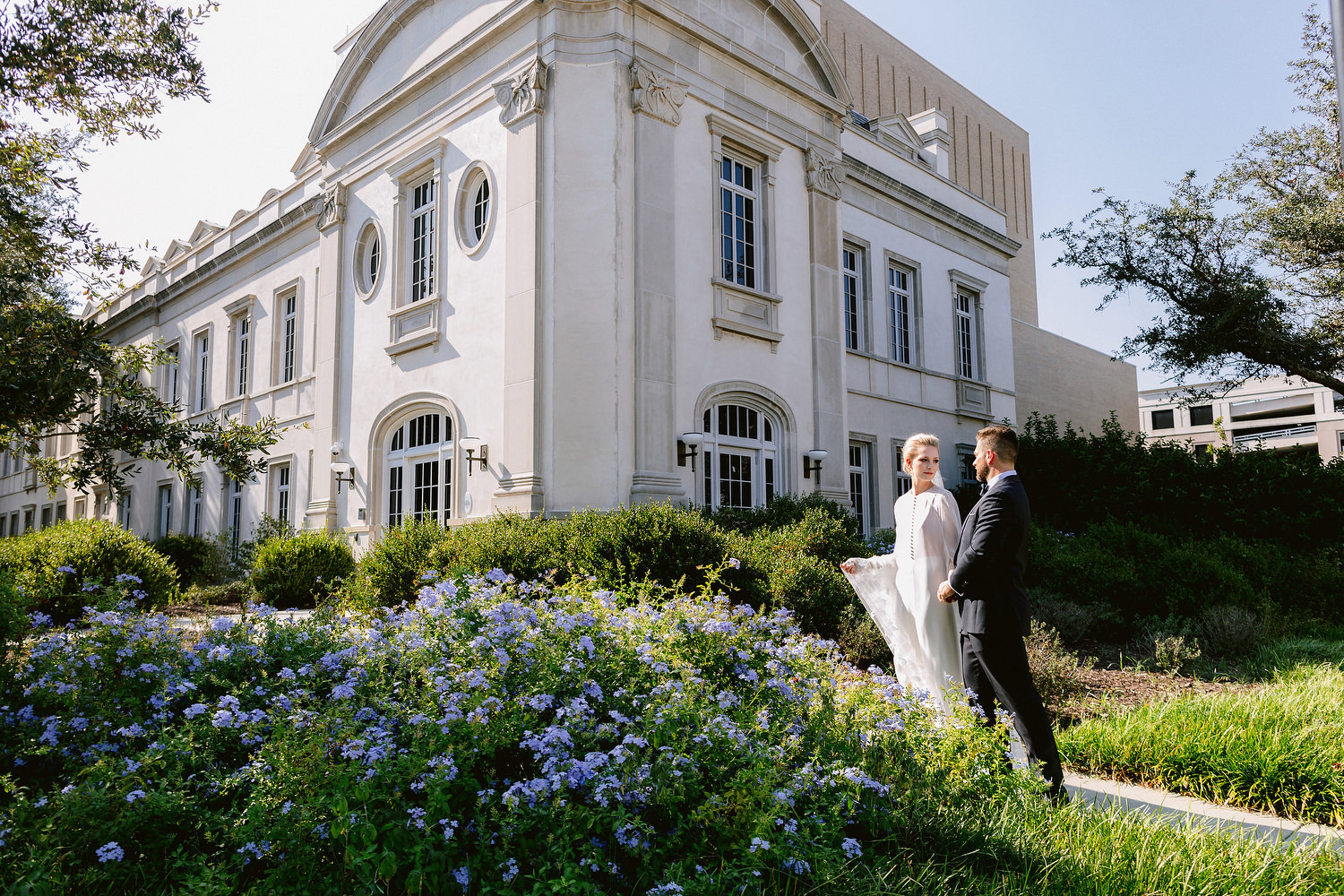 gadsden house, jenny fu studio, bride and groom, butterfly garden