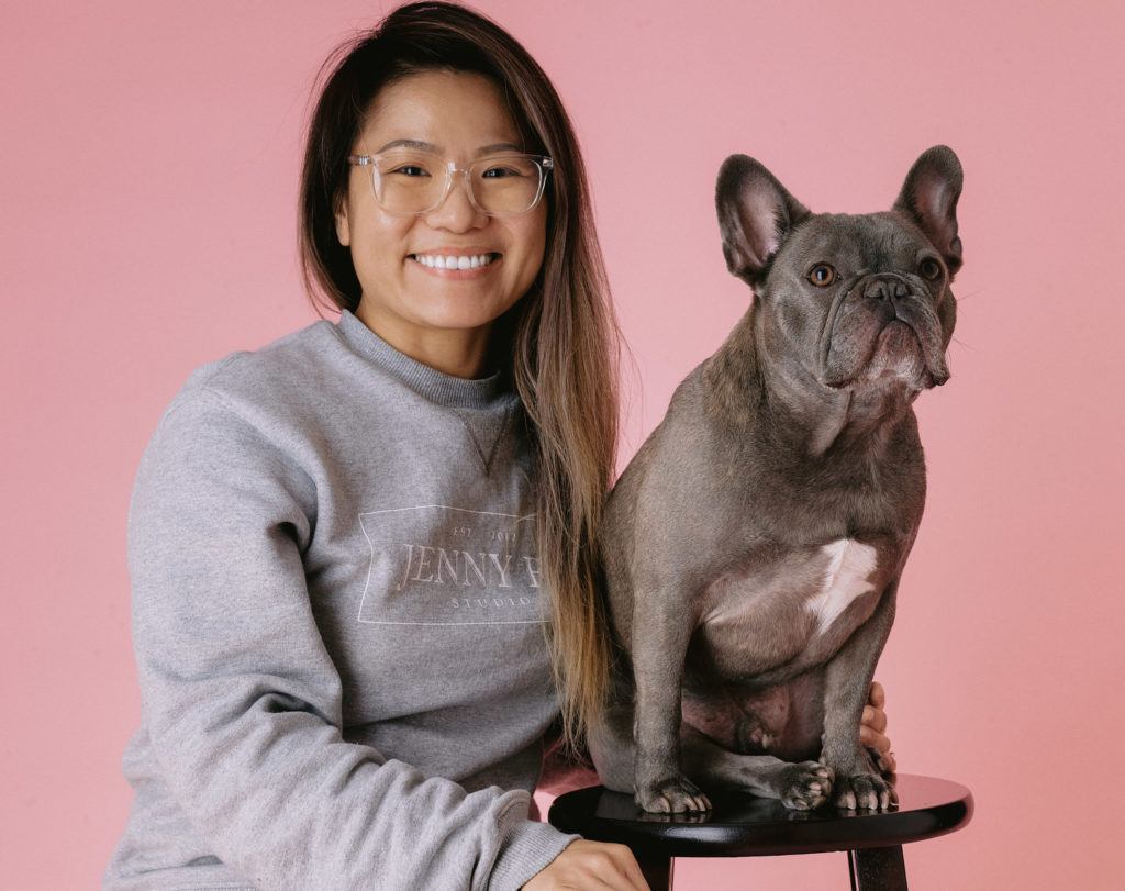 New York Editorial Photographer Jenny Fu Studio with her French Bulldog Jefe