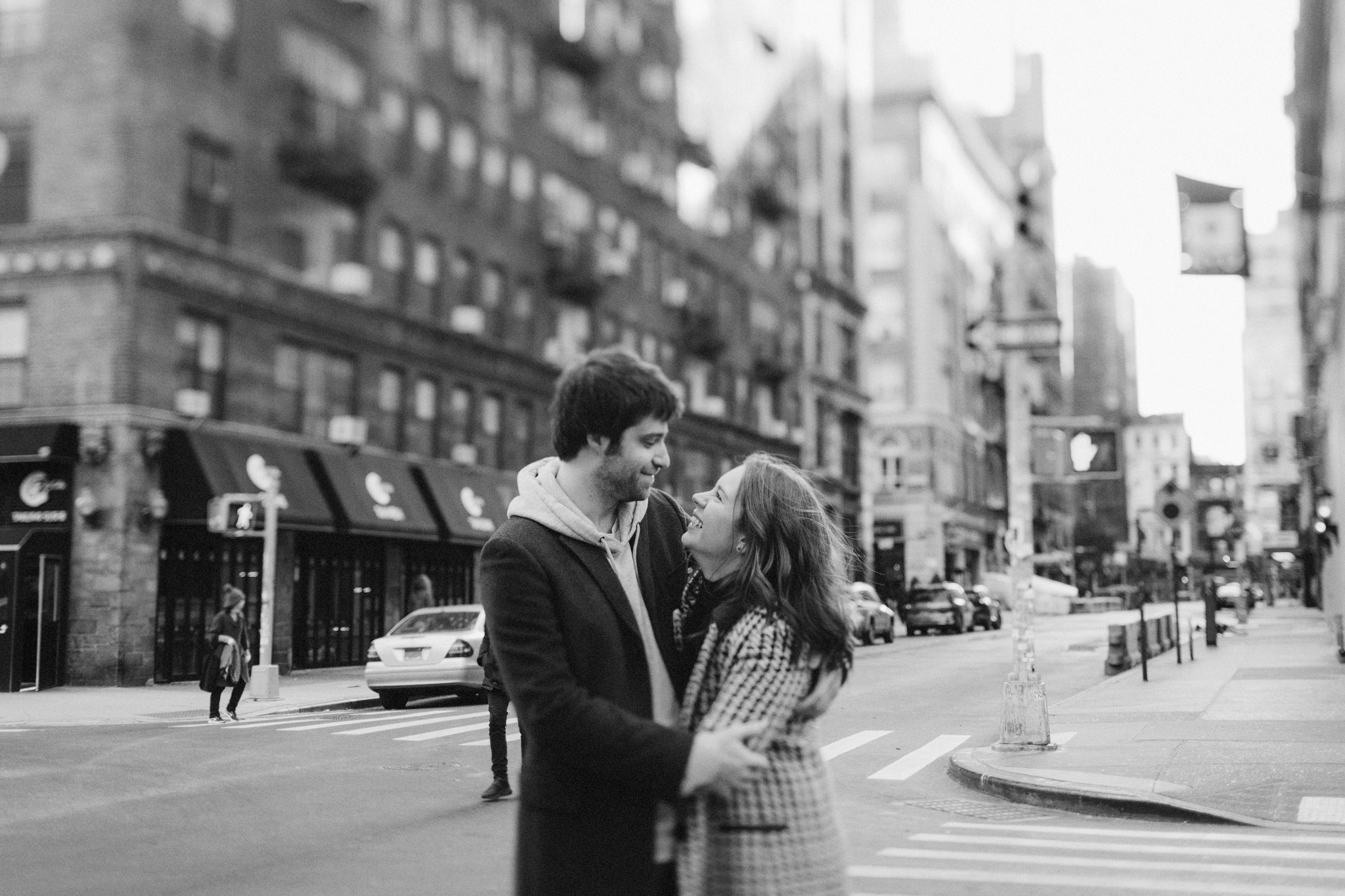 Black and white engagement photography