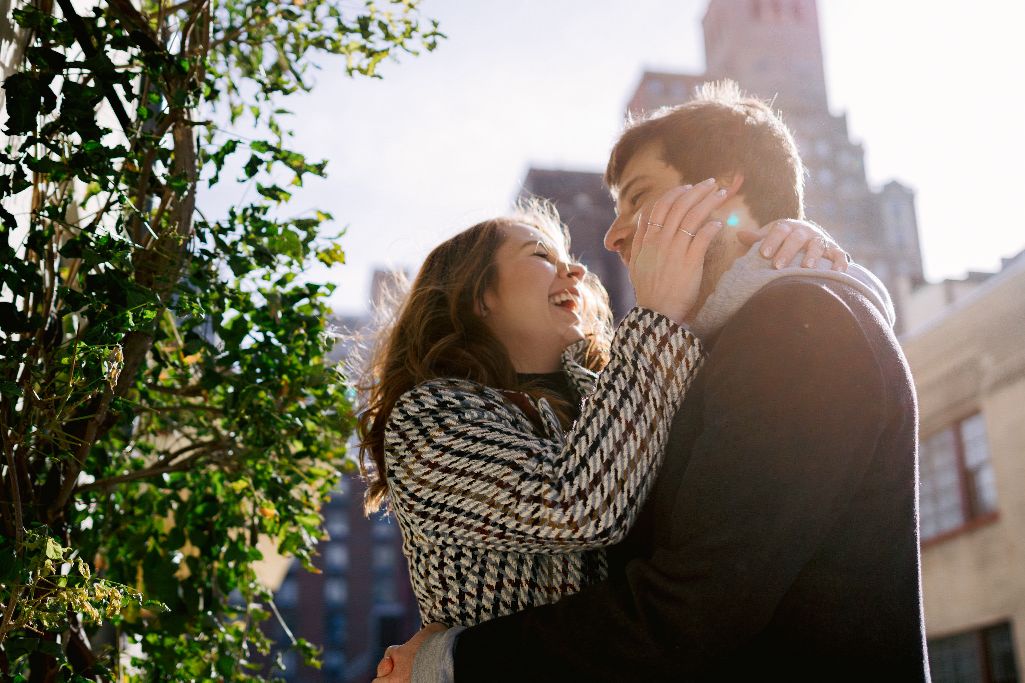 Couple kissing in New York City