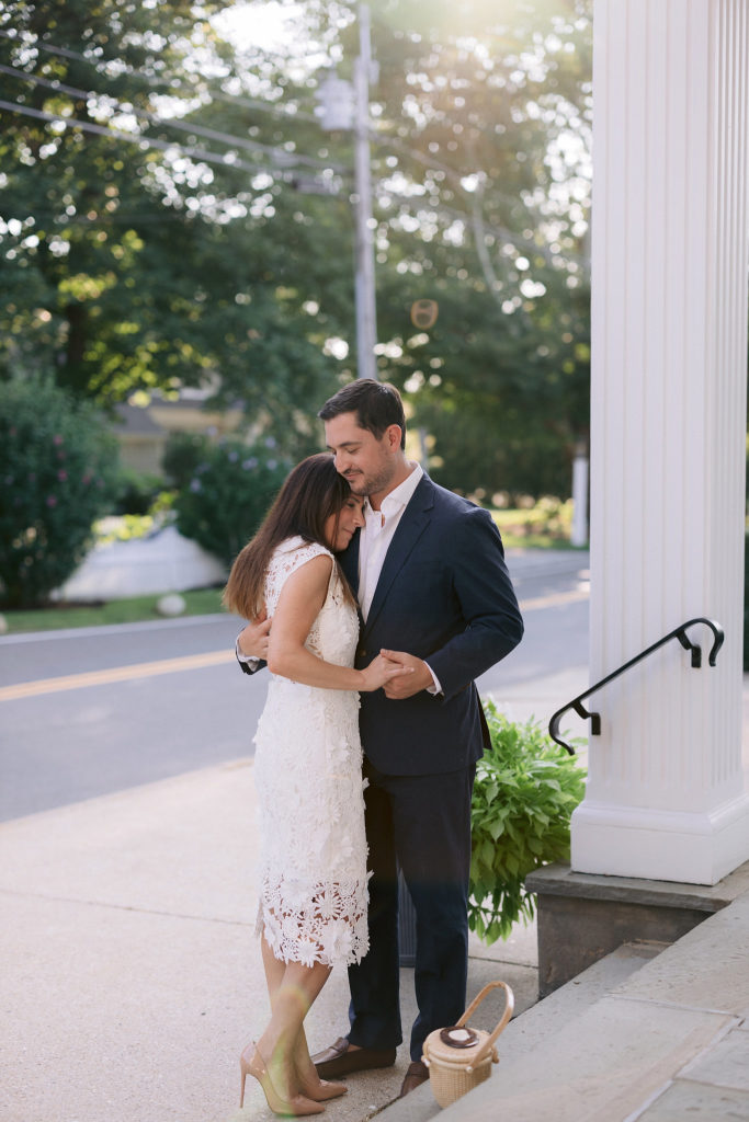 postponed wedding, bride and groom, front steps