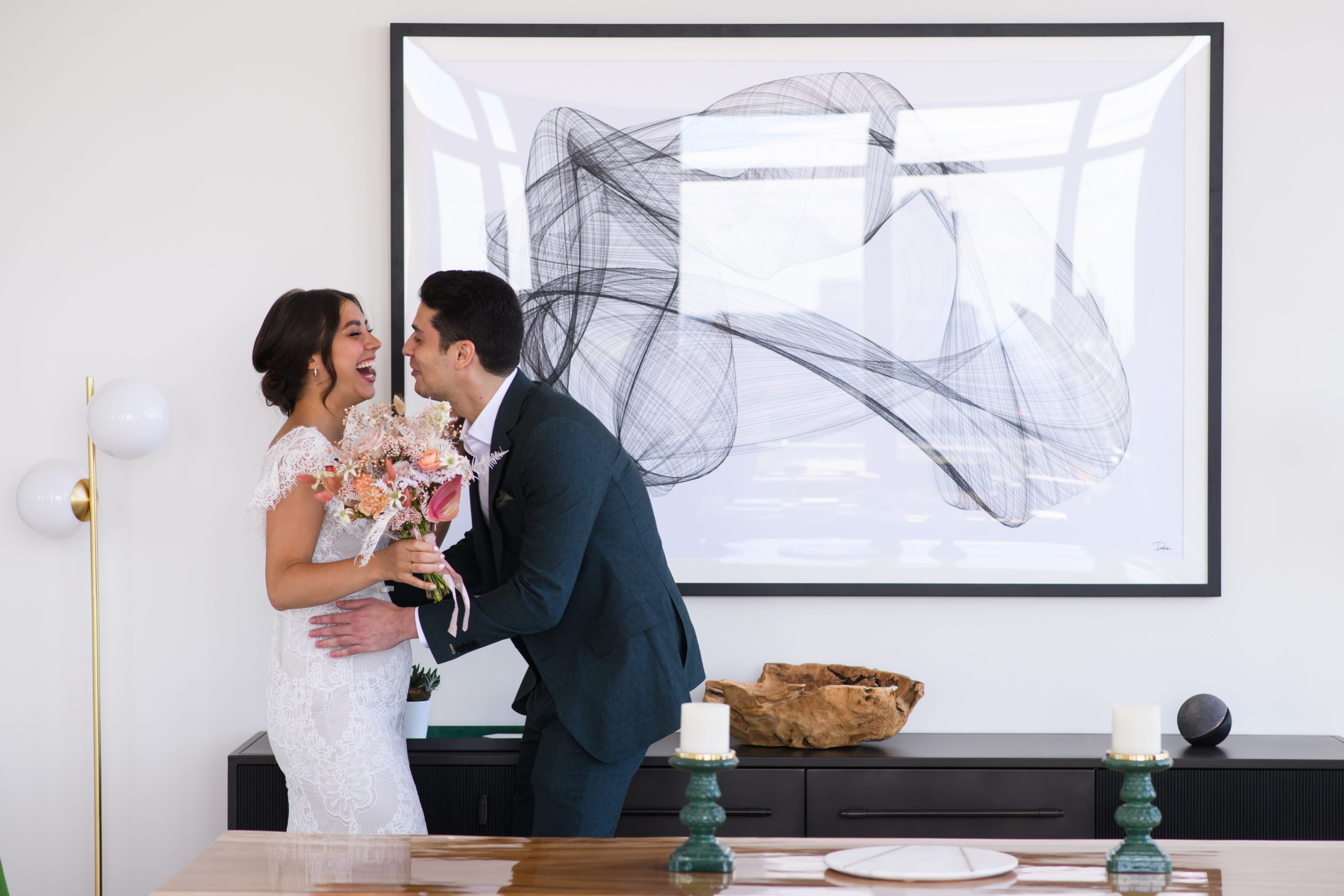 Bride and groom hugging, Jenny Fu Studio, Lauren Paglionico