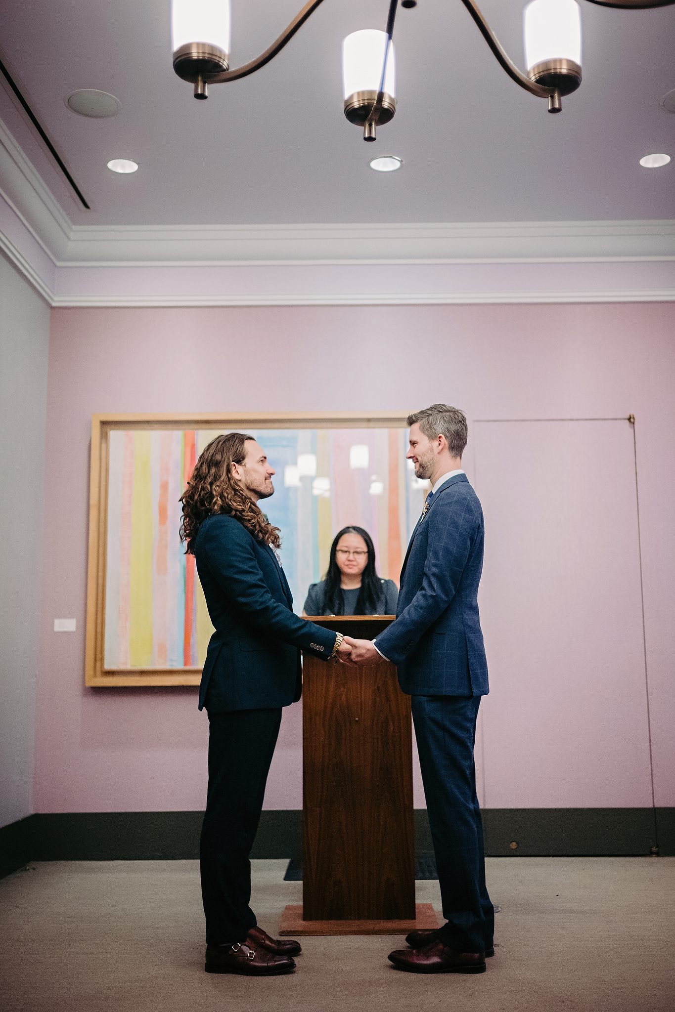 Groom and groom saying "I do!"