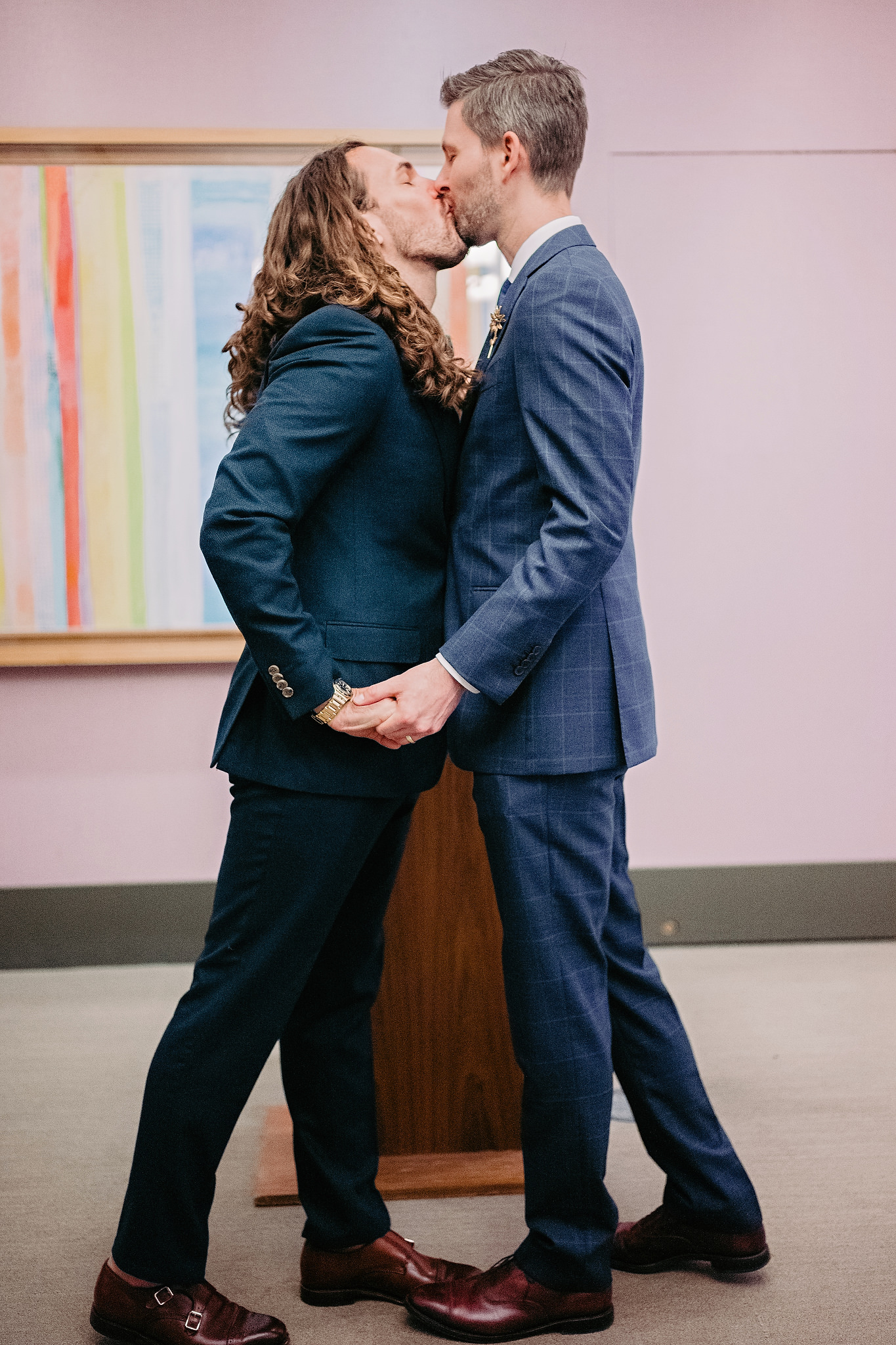 Husband and husband first kiss