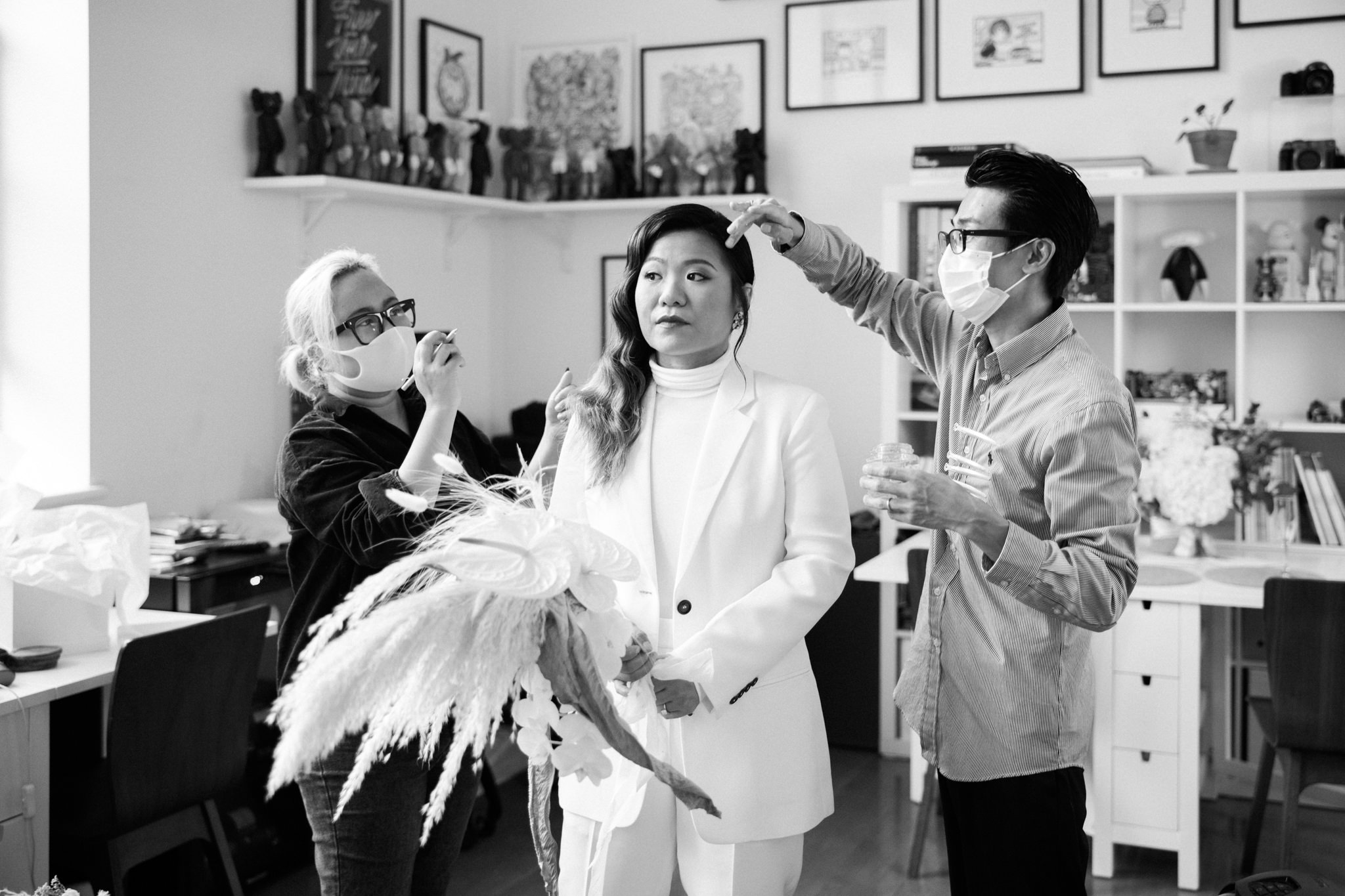 Bride getting ready on her wedding day in New York City